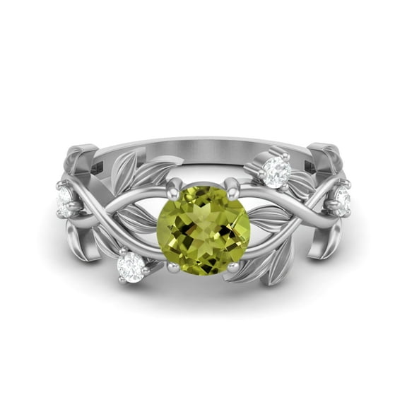 6MM Round Peridot 925 Silver Solitaire Women Valentines Day Gifts Classic Valentines Day Gifts Designer Ring