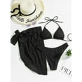 thumbnail image 3 of SEARIPE Women 3 piece Swimwear Halter Triangle Bikini Swimsuit With Beach Skirt Black L, 3 of 5