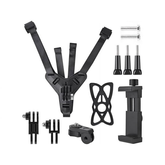 Motorcycle Helmet Chin Strap Mount Supplies Assembly Kit Compatible with All GoPro Heros, SJCAM, GeekPro, 4K, Xiaomi Yi, Insta360 and Also Brackets for Mobile Phones