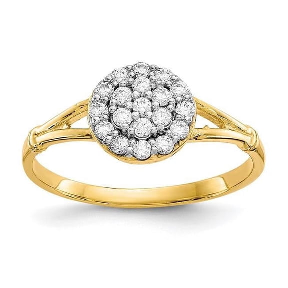 Primal Gold 10 Karat Yellow Gold with White Rhodium-plated Cubic Zirconia Cluster Ring