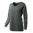 thumbnail image 2 of A2Y Women's Relaxed Fit Long Sleeve V-Neck Side Pocket Sweatshirt Mid Grey 3XL, 2 of 6