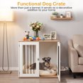 thumbnail image 3 of 31.5" Dog Crate Furniture with 360° Rotating Feeder& Double Lock Doors, Wooden Dog Kennel for Indoor, White, 3 of 7