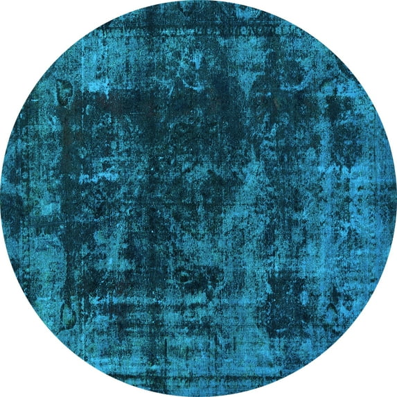 Ahgly Company Indoor Round Abstract Light Blue Modern Area Rugs, 6' Round