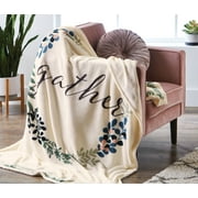 Better Homes & Gardens Oversized Velvet Plush Throw Blanket, 50" x 70", "Gather" Sentiment