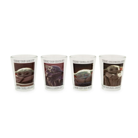 Star Wars: The Mandalorian Grogu Memes 1.5-Ounce Mini Shot Glasses | Set of 4
