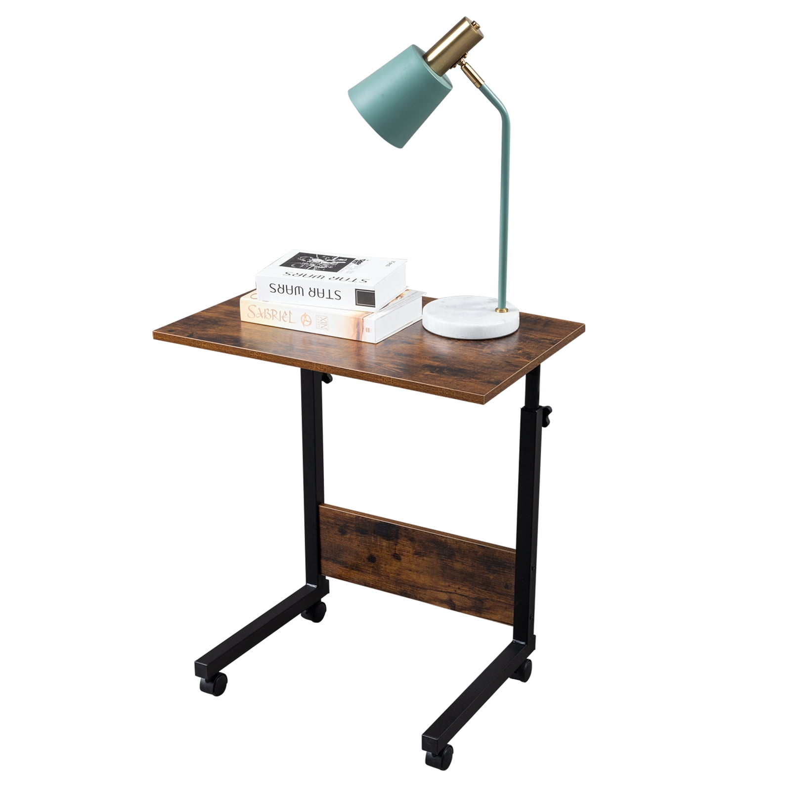 Side Table with Baffle, Rolling & Height adjustable P2 15MM Chipboard & Steel, Wood 60cm