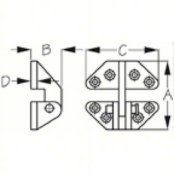 Sea-Dog Line 205280 Hatch Hinge | Investment Cast 316 Stainless Steel | #10 Fastener | 2-7/8" x 2-5/8"