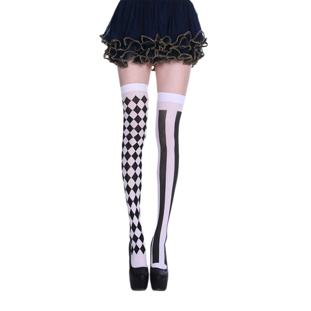 Bas d'Halloween pour Femmes Collants Résille Gothique Squelette Accessoires de Costume de Fête avec Design de Taches de Sang Effrayantes