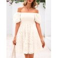 thumbnail image 3 of Vestido de verano PRETTYGARDEN para mujer con ojales fruncidos en forma de A, blanco, 3 of 8