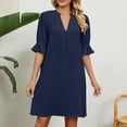 thumbnail image 6 of Admvng Womens Summer Dresses Casual Sexy Fashion Summer V Neck Short Sleeve Loose Solid Dress S-2XL, 6 of 8