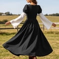 thumbnail image 5 of BRGZLK Medieval Renaissance Dress for Women 2026 Trendy Color Block Square Neck Lace Up Goth Costumes Dresses for Ren Fair Halloween Cosplay Black M, 5 of 9