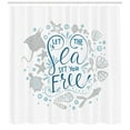 thumbnail image 3 of Ambesonne Nautical Shower Curtain, Marine Words with Fish, 69"Wx75"L, Pale Blue Navy Blue, 3 of 3