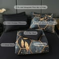 thumbnail image 2 of Hexagon Black and Gold Comforter Set Queen Size - 7 Pieces Geometric Bedding with Sheets, Gold Trim  Print Bed in A Bag, 2 of 8