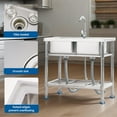 thumbnail image 7 of COZONY 33" Stainless Steel Utility Sink, Freestanding Laundry Workstation with Faucet & Storage Rack & Hot/Cold Water Lines, 7 of 7