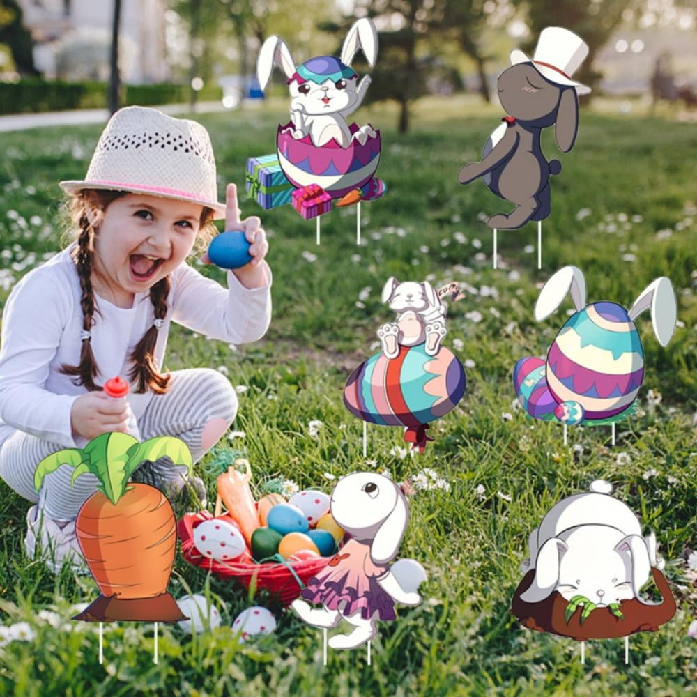 7 Pcs Easter Yard Signs Outdoor Lawn Decorations Happy Easter Yard