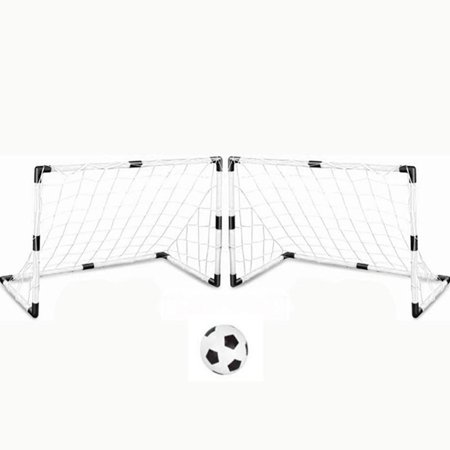 Youth Soccer Set Set of 2 DIY Youth Sports Soccer Goals with Soccer Ball and Pump Practice Scrimmage Game - White ()