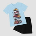 thumbnail image 2 of Hessimy Toddler Boy Summer Outfits Cute Sporty Cartoon T-Shirt Short Set 2pcs,Stretchy（Yellow,2-3 Years), 2 of 4