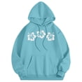 thumbnail image 3 of Fadeal Trendy Hoodies Sweatshirts for Teen Girls Long Sleeve Floral Print Casual Graphic Hoodies Drawstring Pullover Cute Oversized Hoodie Sky Blue L, 3 of 4