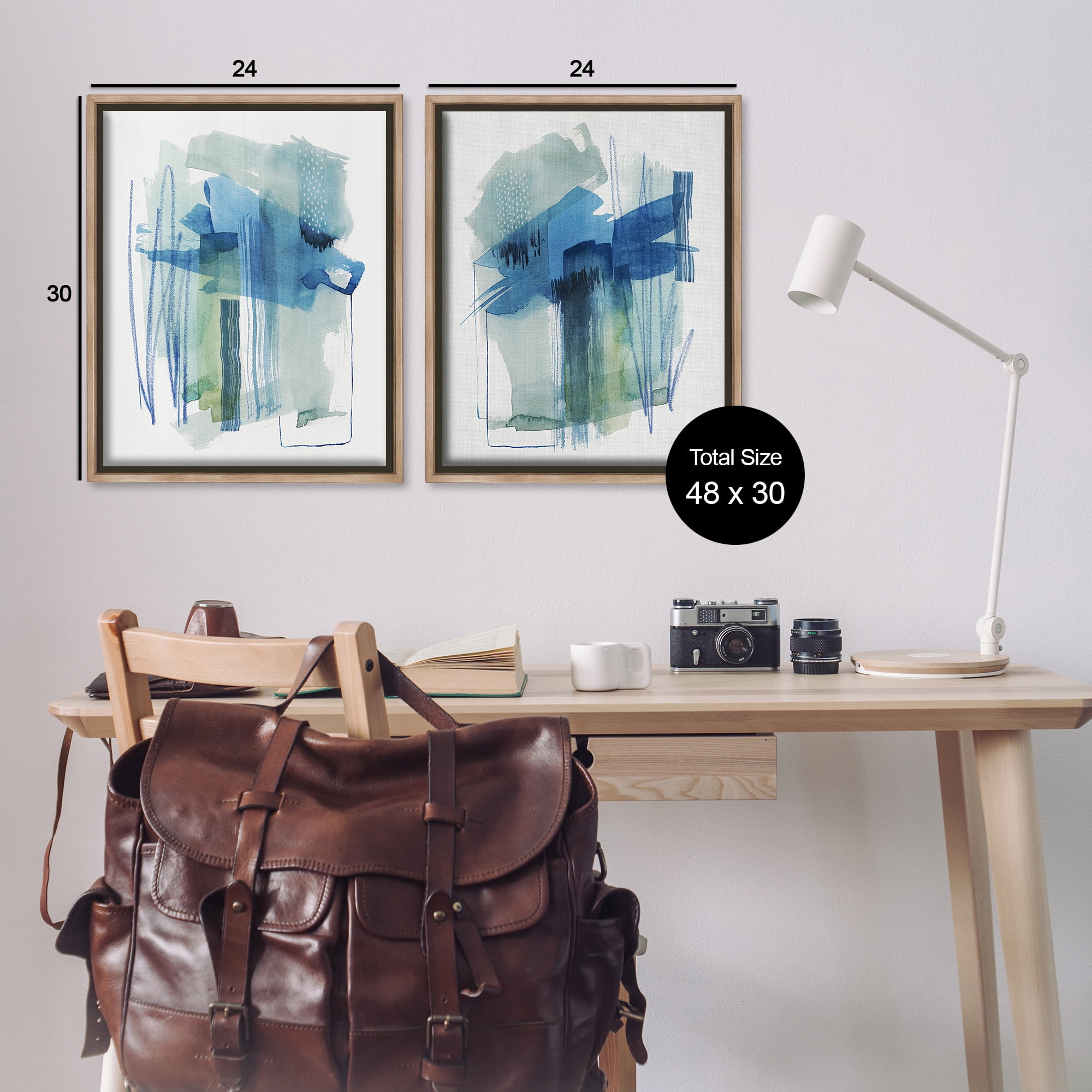 Stupell Industries Chaotic Brushed Watercolor Abstract Painting Brown Floater Framed Canvas Art Print Wall Art, 25 x 31, Set of 2