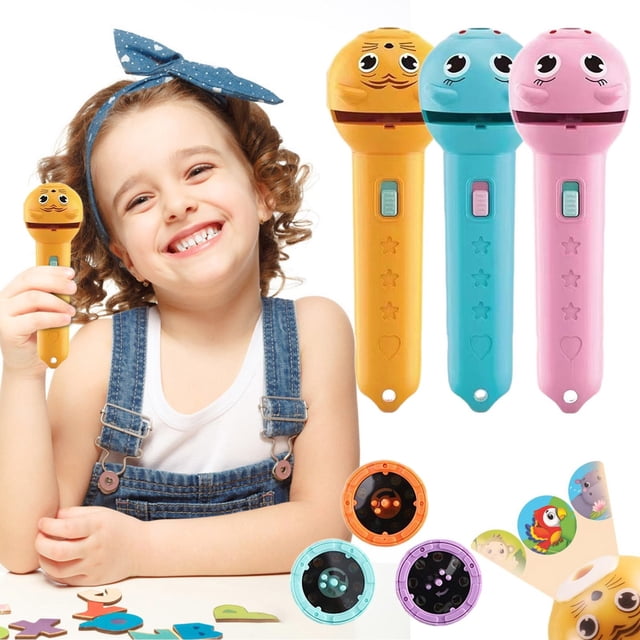 Jkkant Kids Projector Torch Light, 3-Slide Educational Picture Flashlight with Multi Patterns, Fun Visual Learning Toy for Bedtime Stories & Classroom