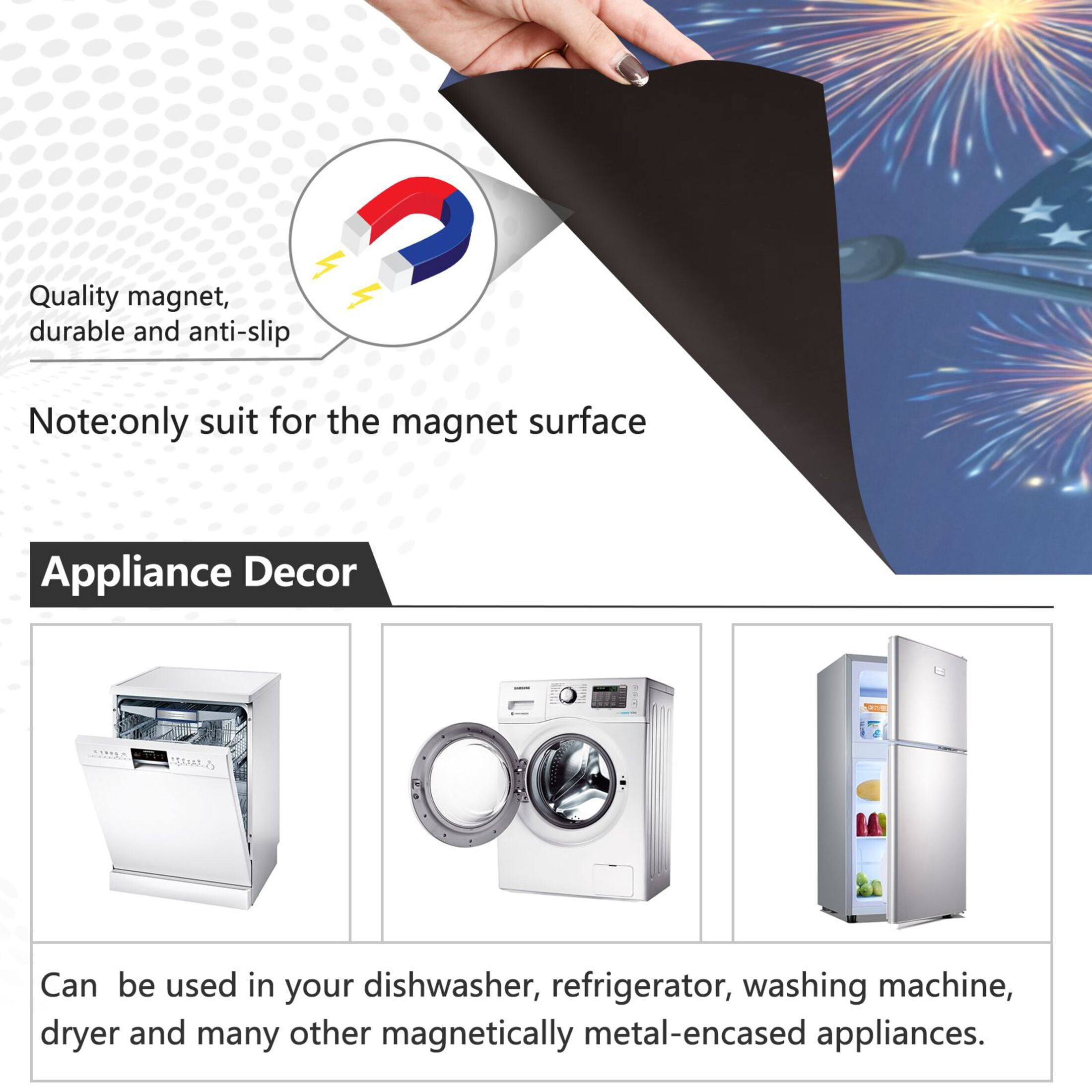 Dishwasher Sticker Magnetic Dishwasher Sticker Magnetic Decorative Sticker Refrigerator Sticker Dishwasher Decorative Stickers American Flag Fireworks