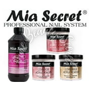 Mia Secret Liquid Monomer 8 oz + Cover Powders 4 oz x 3 (PINK + ROSE +BEIGE)