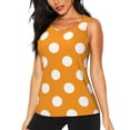 thumbnail image 2 of Uemuo Orange And White Polka Dot Pattern Workout Tank Tops for Women Breathable Moisture-wicking tank top Sleeveless Running Loose Fit Yoga Tops Active Shirts Sports Gym Exercise, 2 of 9