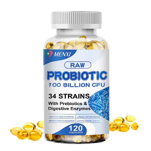 MENXI Probiotics Digestive Enzymes -Prebiotics Probiotics for Gut Digestive Health - Meal Time Discomfort Relief,120 Capsules