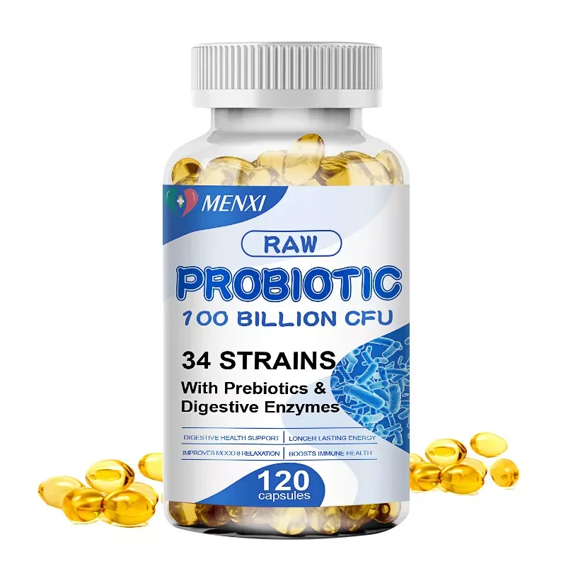MENXI Probiotics Digestive Enzymes -Prebiotics Probiotics for Gut Digestive Health - Meal Time Discomfort Relief,120 Capsules
