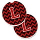 Lettre L Chevron Noir et Rouge Lot de 2 Porte-Gobelet Coaster – image 1 sur 1