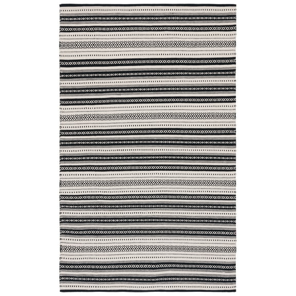 SAFAVIEH Montauk Faith Striped Cotton Area Rug, Black/Ivory, 3' x 5'