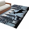 thumbnail image 2 of 3x5 Washable Area Rug, Black Elk Non-Slip Rectangle Rug for Living Room Bedroom, Navy White Wood Grain Forest Mountain Animal Indoor Low Pile Floor Mat for Home Decor, 2 of 9