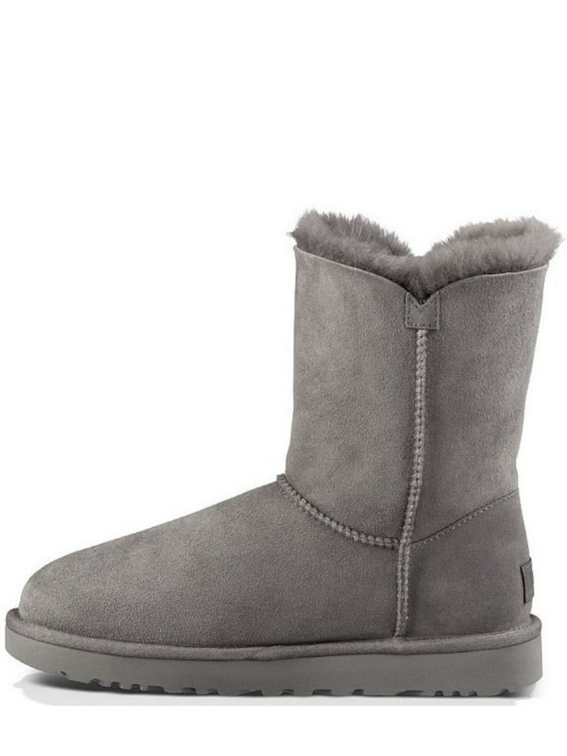 UGG Womens Grey Gray Cushioned Bailey Button Ii Leather Snow Boots