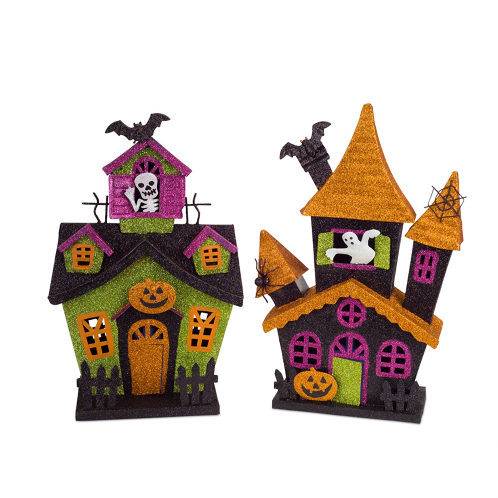 LED Haunted House w/6 Hour Timer (Set of 2) 18"H Metal