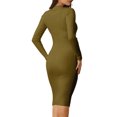 thumbnail image 4 of INSPIRE CHIC Women's Bodycon Midi Dress Button Front Basic Knitted Sheath Dress Green M, 4 of 6