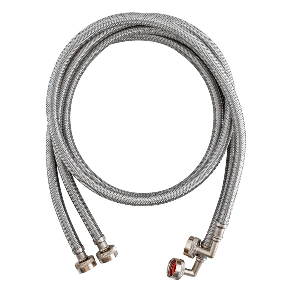 Eastman 41065 Braided Stainless Steel Washing Machine Hoses with Elbows