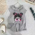 thumbnail image 3 of Girl's 2 Piece Outfits Floral Print Short Sleeve Clothes Cotton Outfits Short Sport T-Shirt and Shorts Set Flower Outfits Set Toddler Girls, 3 of 5