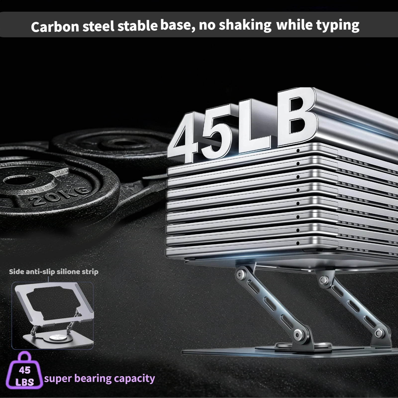 YMWVH Laptop Stand for Desk, Computer Stand with 360 Rotating Base, Ergonomic Laptop Riser for Collaborative Work, Foldable & Portable Laptop Stand Fits for All 10-16"