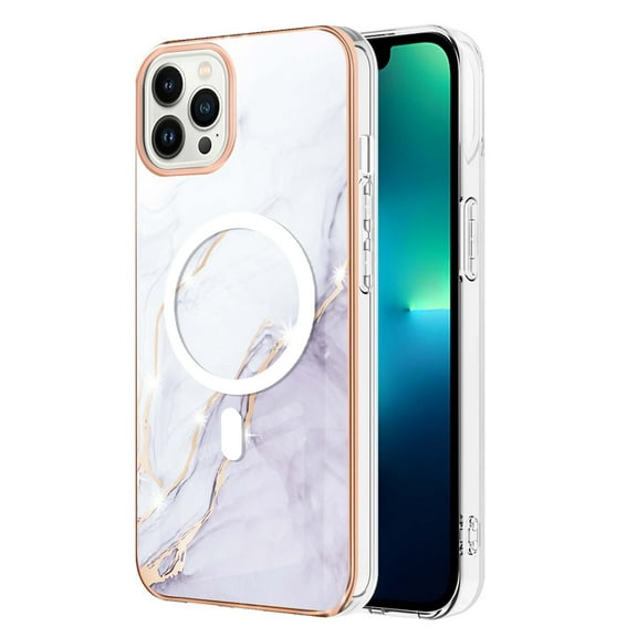 TECH CIRCLE Strong Magnetic iPhone 14 Plus Case, Compatible with MagSafe Military Grade Drop Protection Colorful Marble Slim Phone Cover for iPhone 14 Plus 6.7" 2022,White Marble