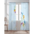 thumbnail image 2 of Sheer Curtains 84 inches Long, Modern Map Blue Sea Simplize Colorful Plate Light Filtering Sheer Window Curtains Rod Pocket Voile Drapes for Bedroom Living Room, 52"W x 84"L 2 Panels, 2 of 7