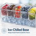thumbnail image 3 of Ice Chilled Condiment Caddy with 5 Removable Containers, Lids, Tongs, and Salad Serving Tray, 3 of 8