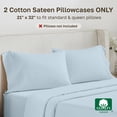 thumbnail image 4 of California Design Den 500 Thread Count 100% Cotton Standard Pillow Case, Soft 2 Pillowcases Queen Size Fits Standard & Queen Pillows - Blue (Gray Tone), 4 of 9