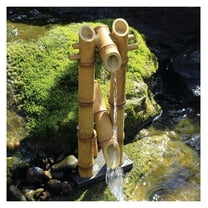 JaLuayh 78306 Shishi-Odoshi Inspired, -Resin Deer Scarer Bamboo Fountain, Yellow