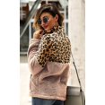 thumbnail image 3 of Pull Femme Manches Longues Demi-Zip Chaud Imprimé Léopard Patchwork Polaire, 3 of 6