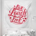 thumbnail image 1 of Live Laugh Love Tapestry, Retro Style Calligraphy Old Fashioned Stamp Design Red Hearts and Stars, Fabric Wall Hanging Decor for Bedroom Living Room Dorm, 5 Sizes, Coconut Red, by Ambesonne, 1 of 1