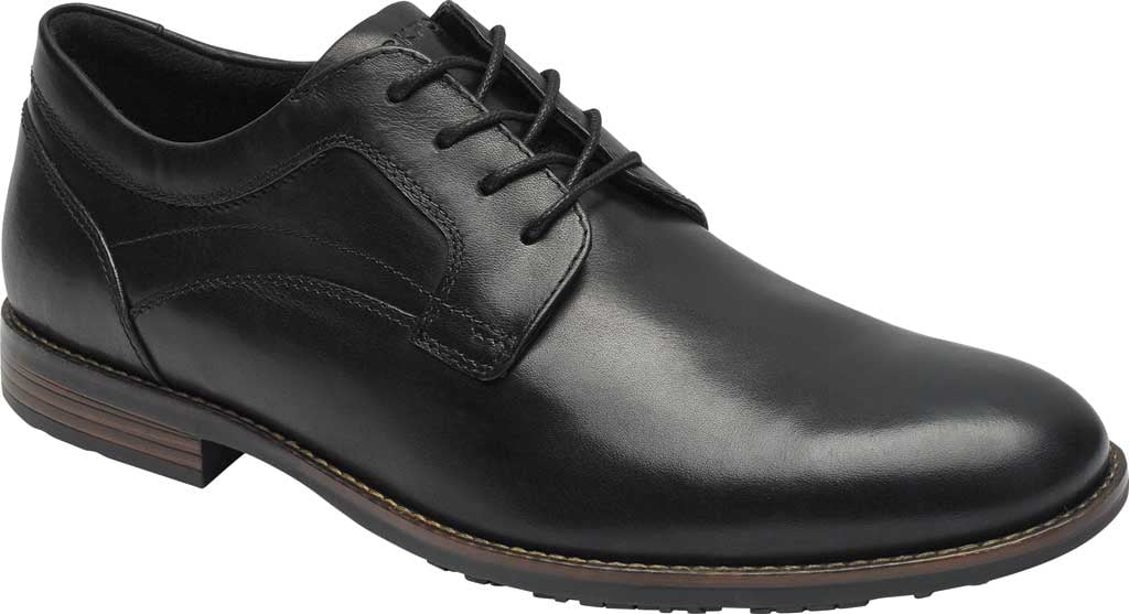 Men's Rockport Dustyn Plain Toe Oxford Black Leather 8 W - Walmart.com