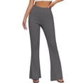 thumbnail image 4 of Women's Bell Bottom Pants High Elastic Waist Trousers Solid Full Length Fitness Pants Pull On Athletic Pants for Yoga Pilates Running Dark Gray XL, 4 of 9