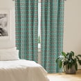 thumbnail image 2 of Ambesonne Floral Boho Window Curtains, Folk Bicolour Shapes, Each 28" W x 63" L, Sea Green and Red, 2 of 4