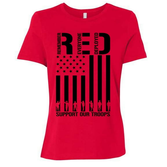 Wild Bobby Remember Everyone Deployed RED Support Our Troops Military Black Flag Womens Premium T-Shirt
