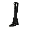 thumbnail image 2 of Tejiojio Clearance Woman's Head Thick Heel Bright Leather High Heel Boots Side Zipper Middle Boots, 2 of 3